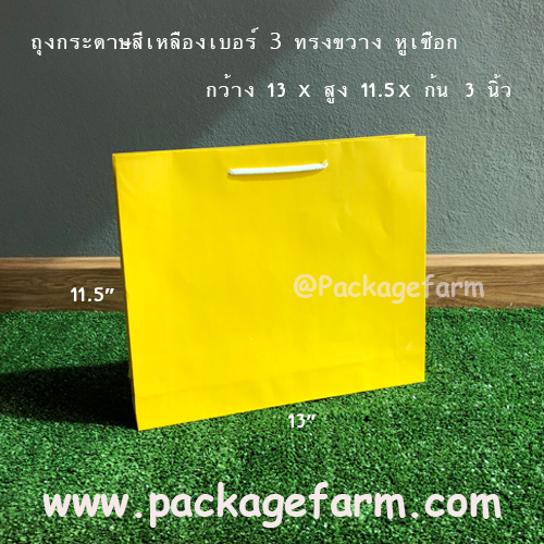 ถุงกระดาษสีเบอร์ 3 ทรงขวาง ขนาด 13" x 12" x 3"