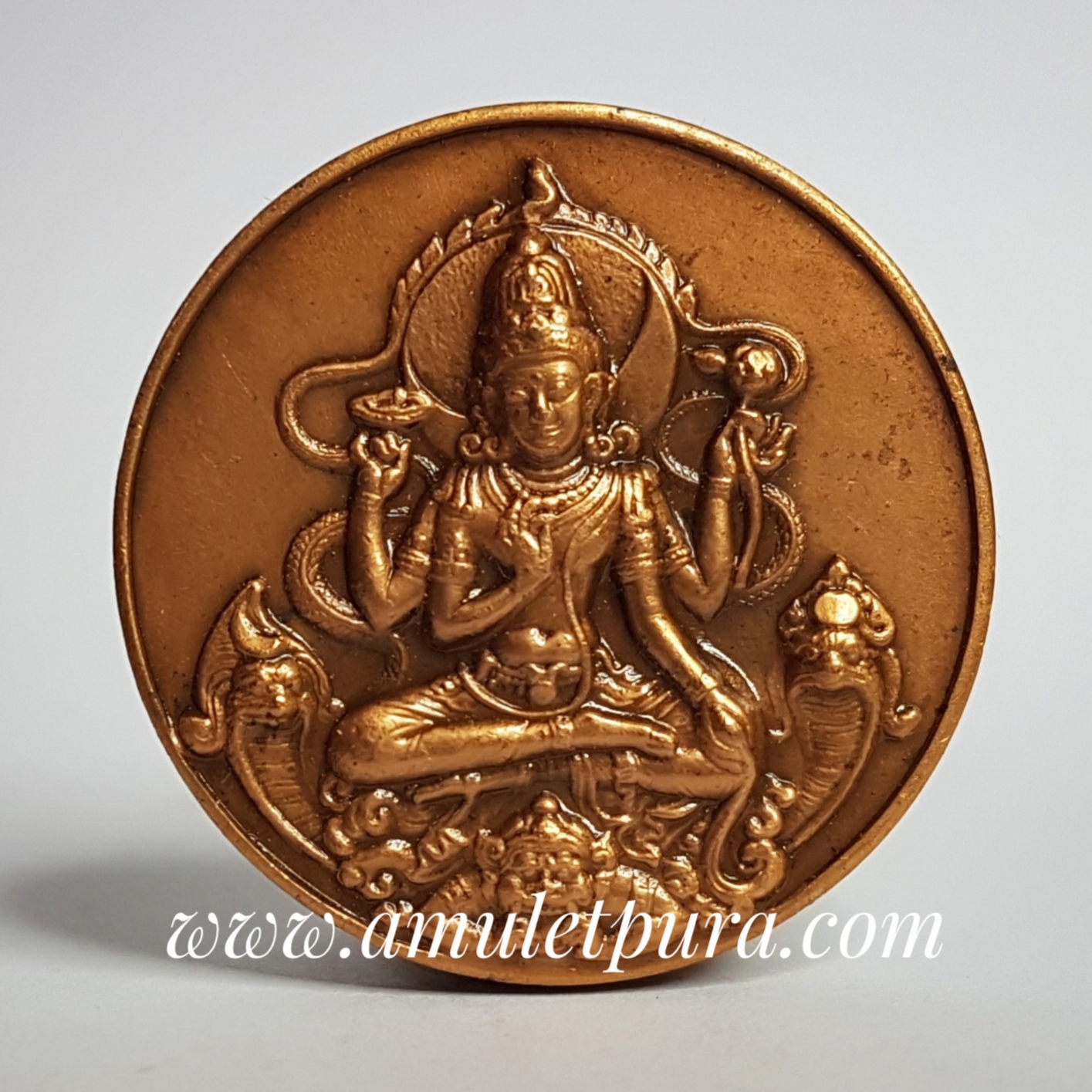 จตุคามรามเทพ รุ่นสัจจะอธิษฐาน บุโรพุทโธ (ทองแดง ขนาด 3.2 ซม. หลังยันต์ดวงมหาจักร) ปี50 อ.ลักษณ์ เรขานิเทศ (มีโค้ด)