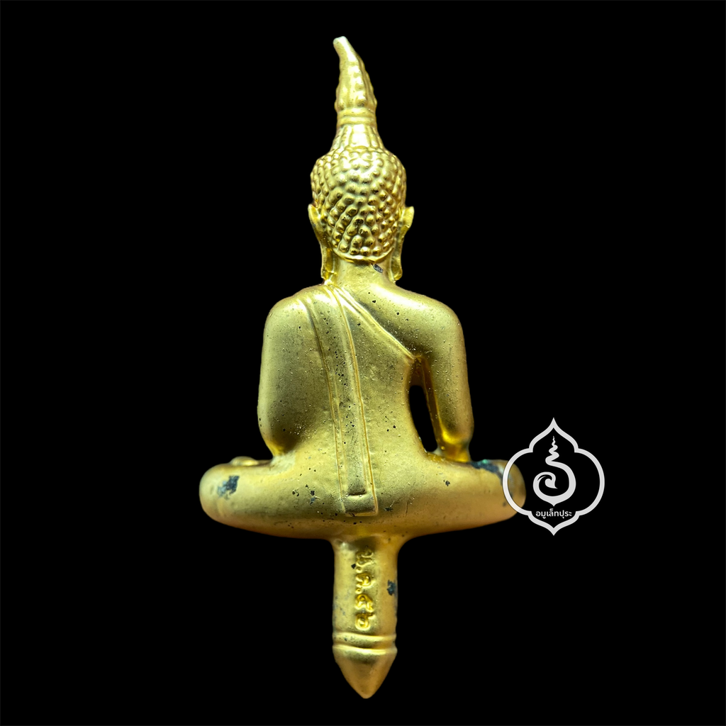 พระยอดธงหลวงพ่อพระใส (เนื้อโลหะชุบทองไมครอน พิมพ์ใหญ่) รุ่นบารมีพ่อ ปี52 วัดโพธิ์ชัย จ.หนองคาย