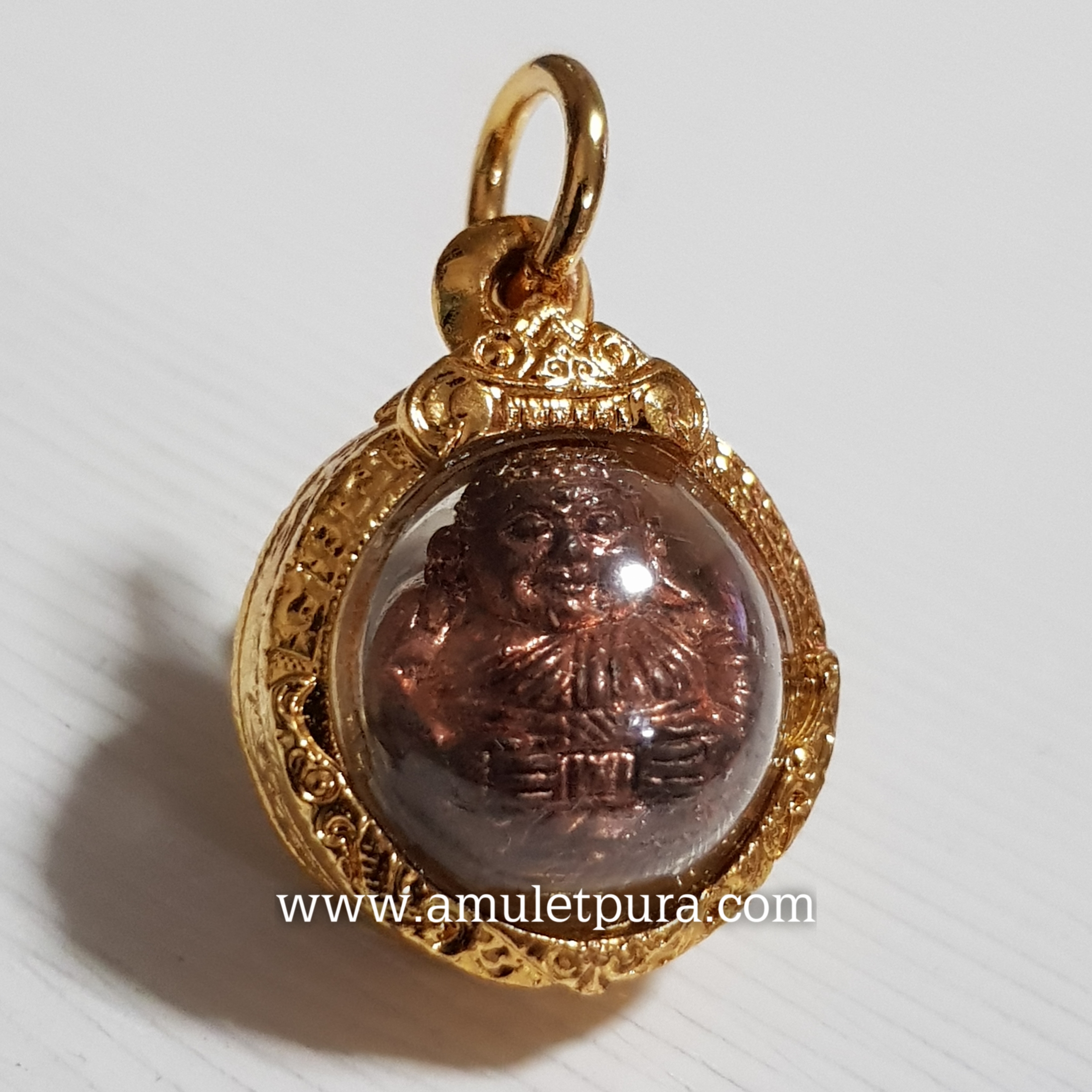 ลูกอมพระสังกัจจายน์(ทองแดง)งานกฐินปี53 ครูบาอริยชาติ วัดแสงแก้วโพธิญาณ จ.เชียงราย(มีโค้ดใต้ฐาน พร้อมกรอบไมครอน)