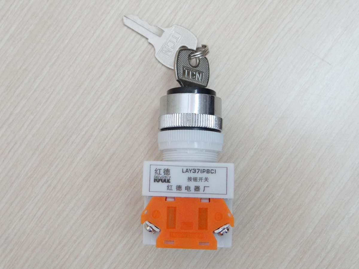 LAY37-11Y2 Rotary Switch + key 2 position 10A Flush 1NO/1NC 22mm (Self-lock)