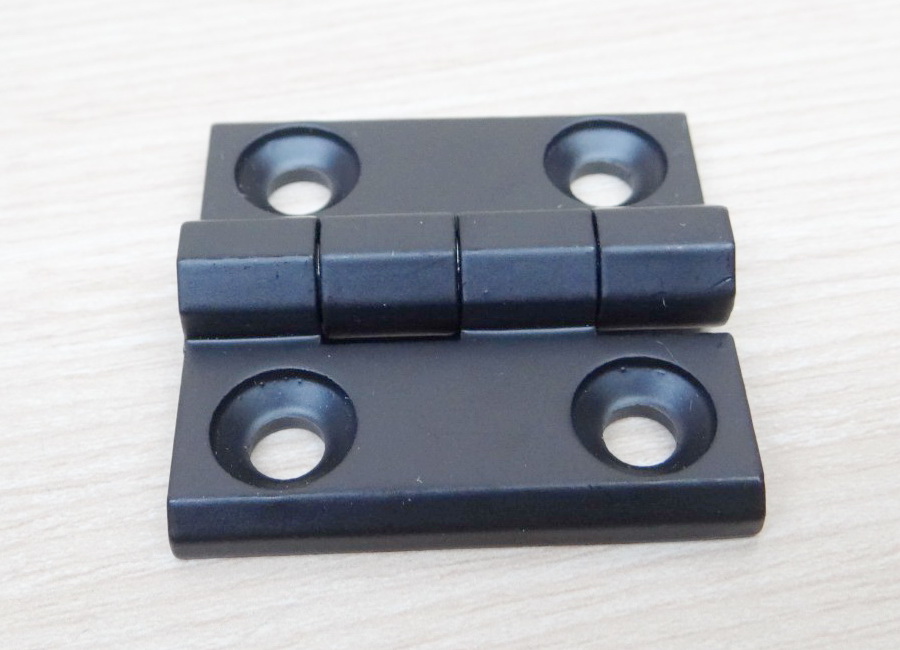 บานพับ Hinge 50x50 mm Zinc alloy ระยะรู 30x30 mm, รูยึด 6.5 mm (สีดำ)