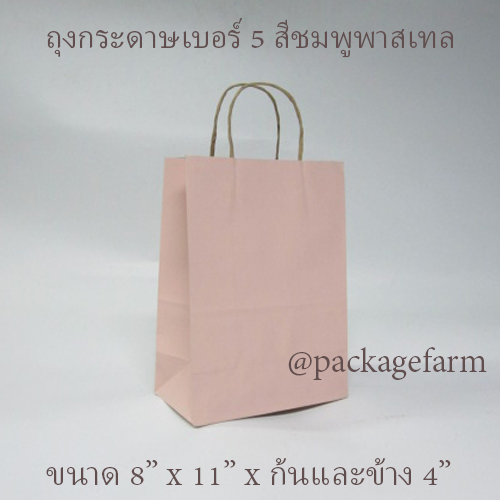 ถุงกระดาษคราฟท์หูเกลียว เบอร์ 5 สีต่างๆ ขนาด 8"1/4 x 11" x 4"1/4 ( 21 x 29 x 11 cm)