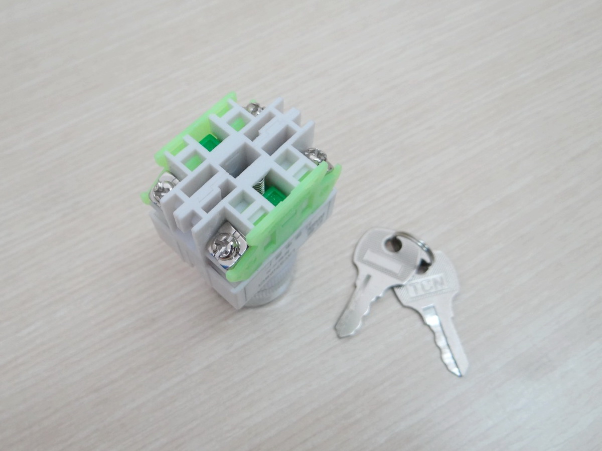 LAY37-20Y3 Rotary Switch + key 3 position 10A Flush NO-OFF-NO 22mm (Self-lock)