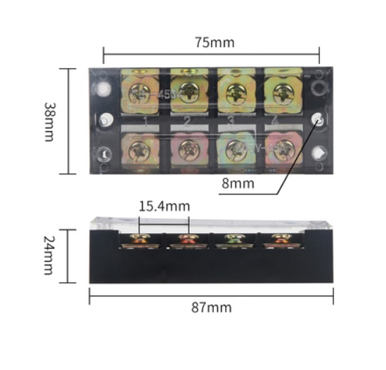 Terminal Blocks TB-4504 (600V 45A 4P) Patch Panel Wiring Row Junction Box