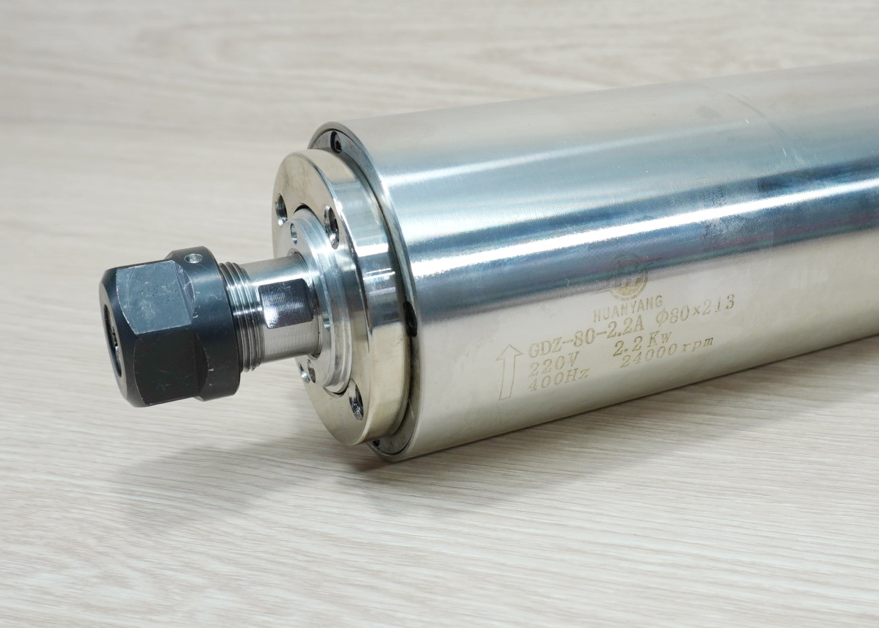 2.2 kw 220V ER20 Water Cooled Spindle Motor (4 Bearing) GDZ-80-2.2A Ø80x213