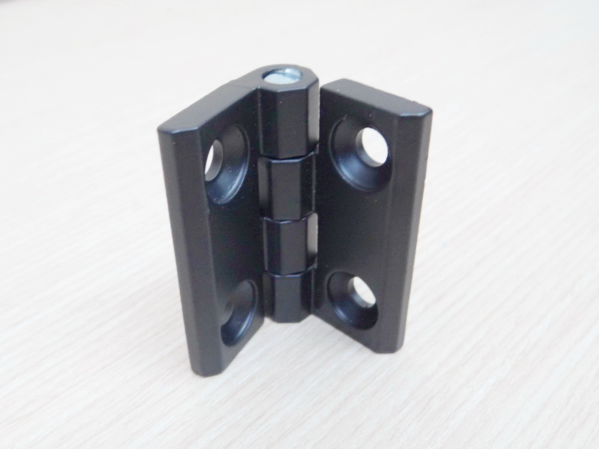 บานพับ Hinge 50x50 mm Zinc alloy ระยะรู 30x30 mm, รูยึด 6.5 mm (สีดำ)