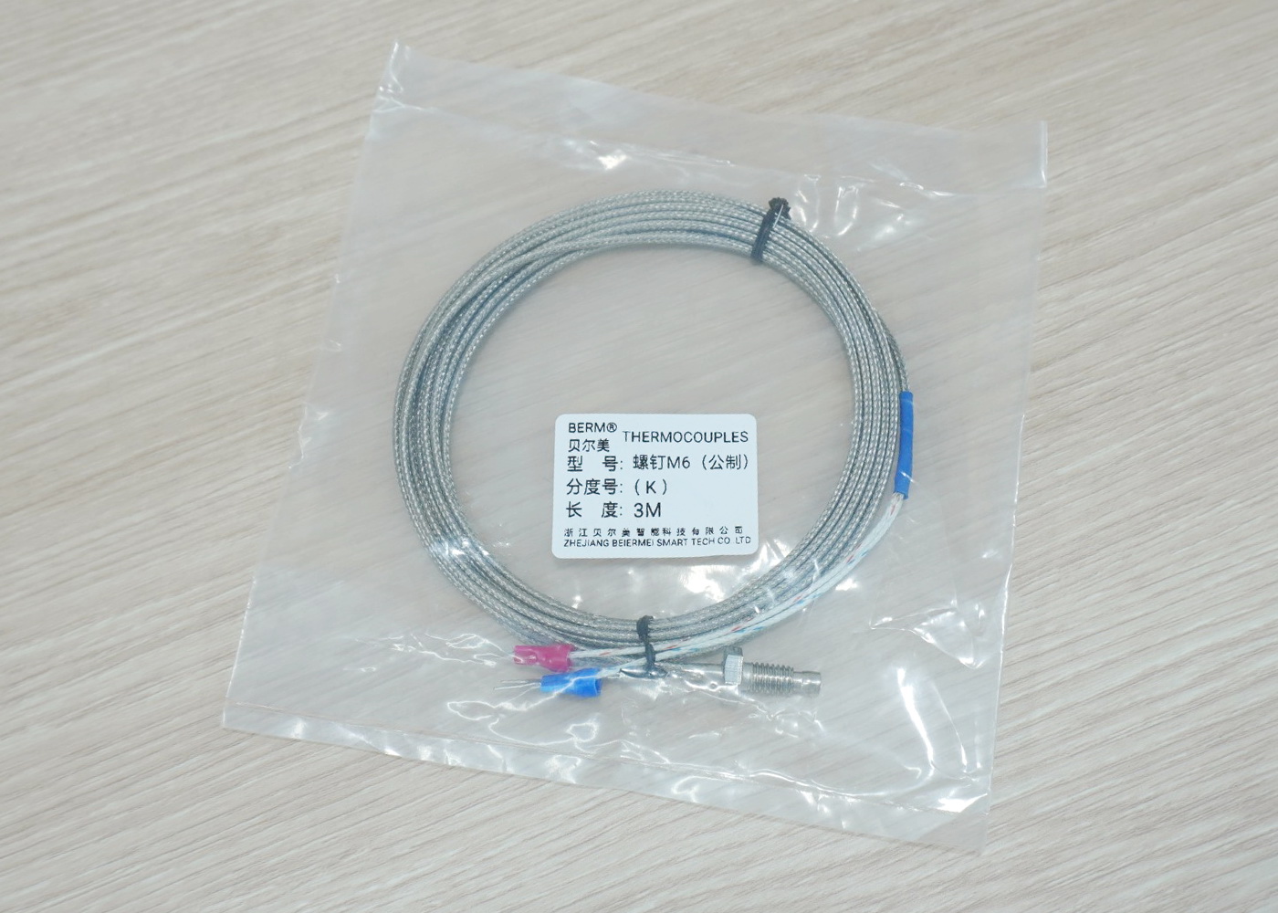 3M Cable หัวเกลียว M6x1.0 K Type Thermocouple 0-400C Sensor Probe