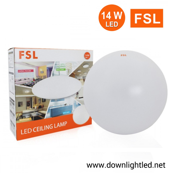 ดาวน์ไลท์ LED ติดลอย หน้ากลม 14W ยี่ห้อ FSL (แสงส้ม)
