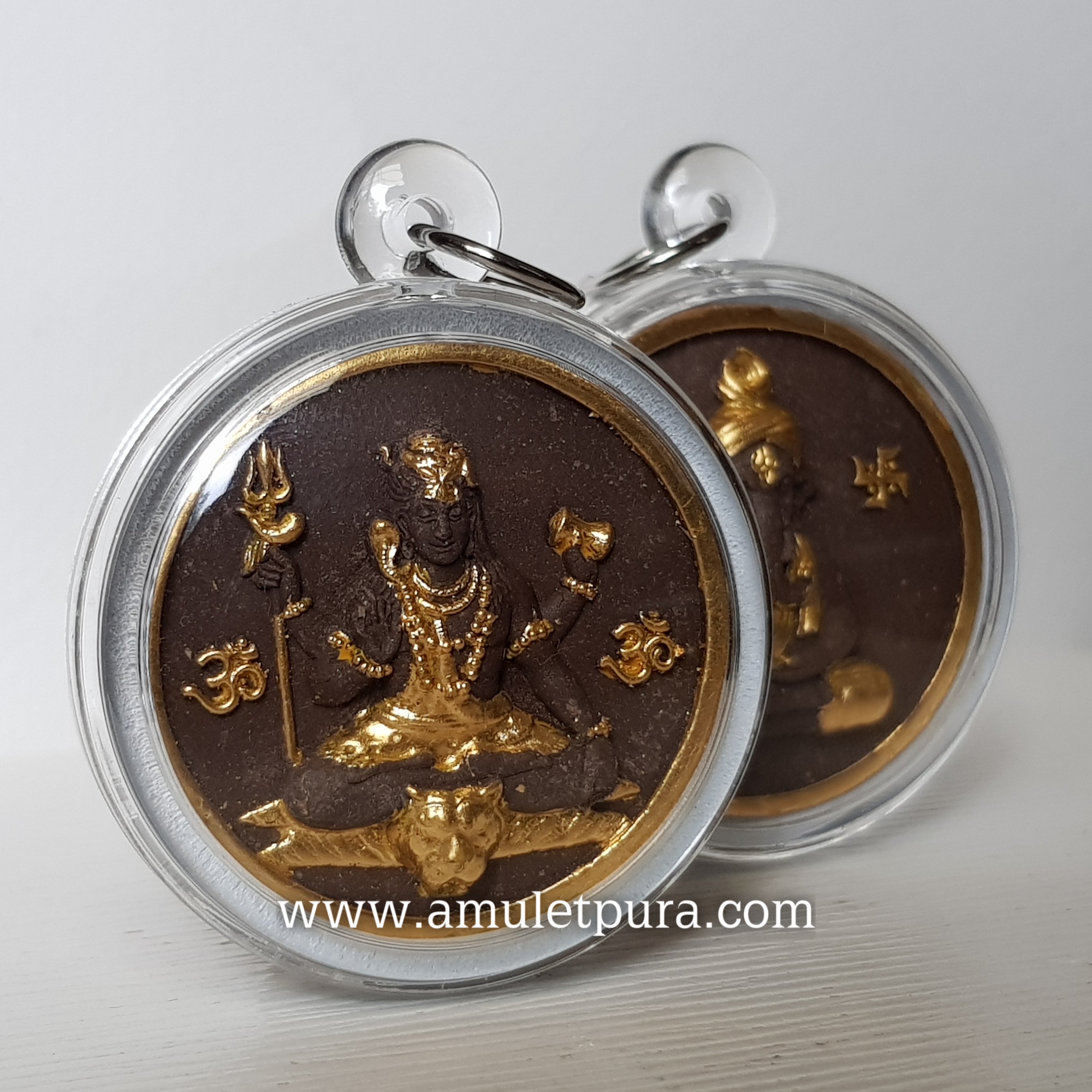 สองมหาเทพ (ผงว่าน108 สีน้ำตาลปิดทอง) ปี53 อาจารย์สุบิน นะหน้าทอง (พร้อมกรอบอะคริลิค มีโค้ดกำกับ)