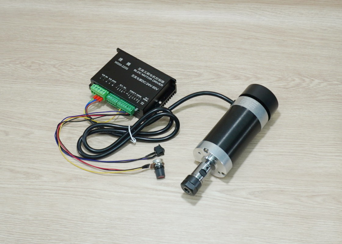 500W ER16 Brushless Spindle DC Motor (Max.12000rpm) + WS55-220 Brushless DC Motor Driver 48V 500W