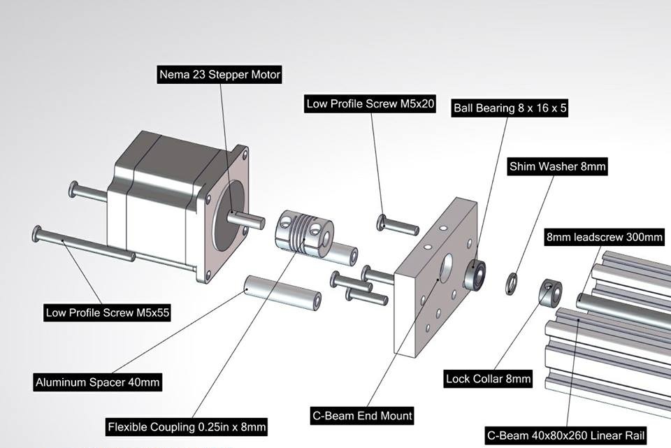 C-beam End Mount (Black)