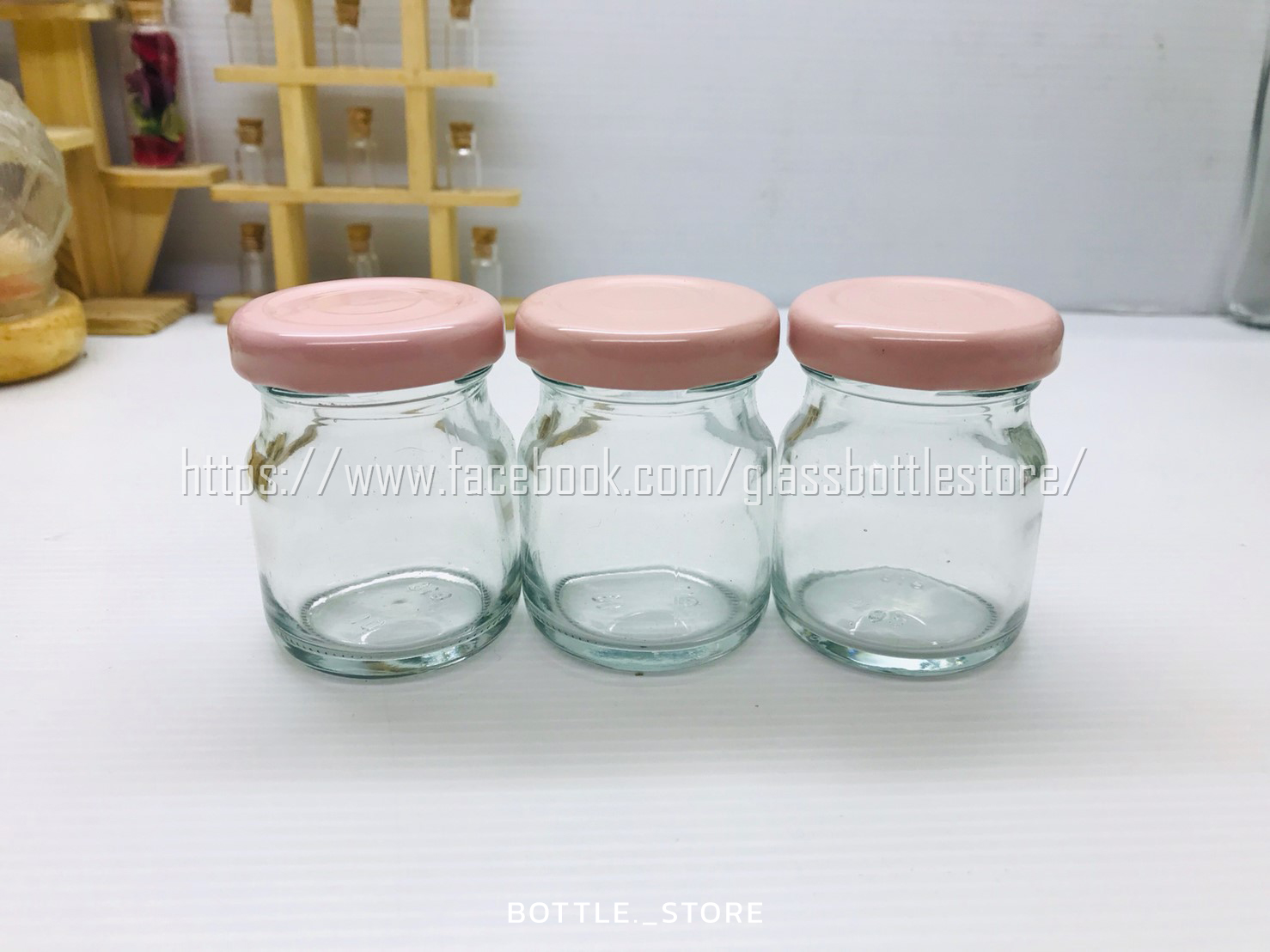 ขวดแก้ว ซุปไก่ 45ml ฝาเกลียวล็อคสีชมพู