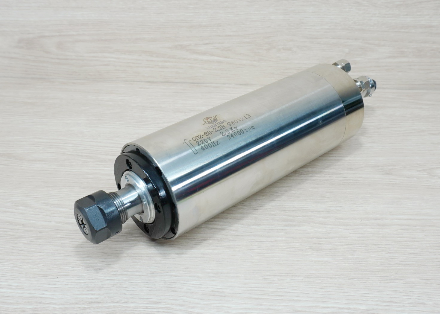 2.2 kw 220V ER20 Water Cooled Spindle Motor (3 Bearing) GDZ80-2.2B Ø80x213 mm