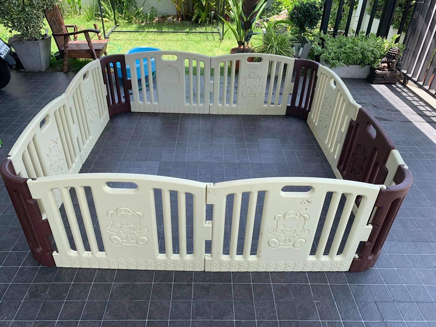Eduplay คอกเด็กเกาหลี สีน้ำตาล size L ขนาด 217x217x60 cm.
