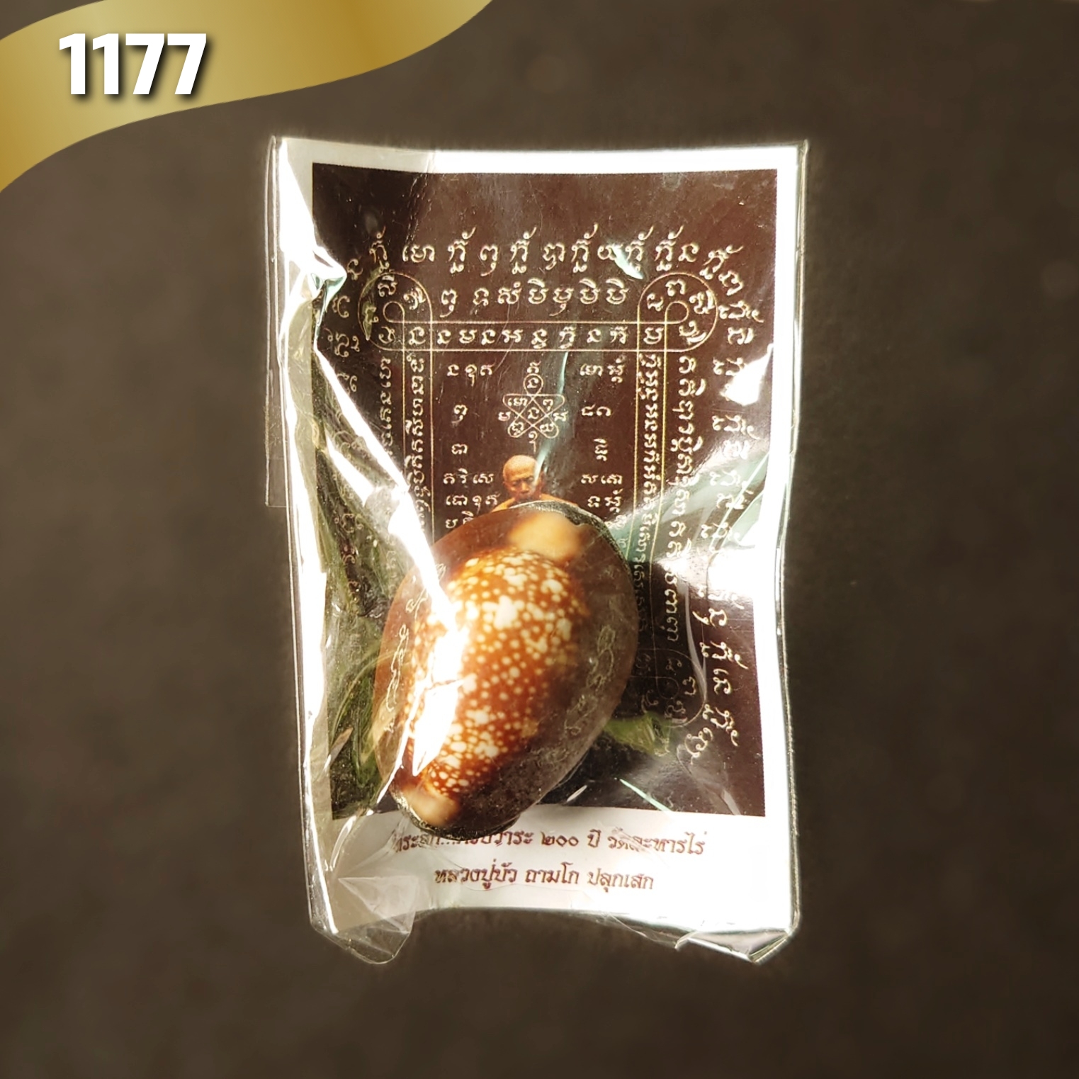 เบี้ยแก้พรายปรอท พิธี 9 ฤกษ์ 9 มงคล ครบ 200 ปี ปี54 วัดละหารไร่ จ.ระยอง จัดสร้างโดย มูลนิธิหลวงปู่ทิม (จารมืออุดผงพรายกุมารคลุกรักชันโรง หลวงปู่ทิม วัดละหารไร่ พร้อมแผ่นตะกั่ว จารมือ ตอกโค้ด หมายเลข 1177) หลวงปู่บัว,หลวงปู่คำบุ,หลวงพ่อสิน ปลุกเสก