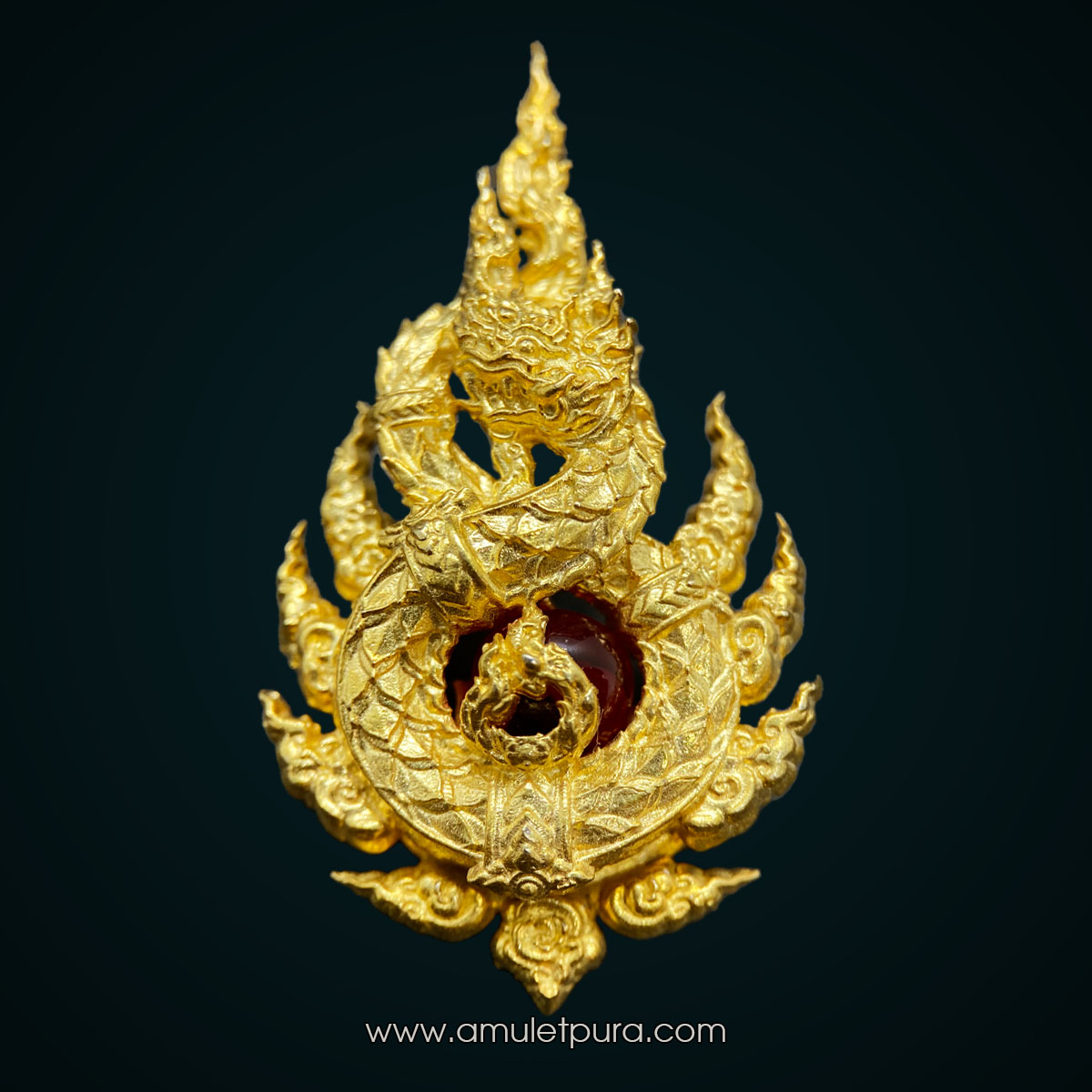 พญาอนันตนาคราช รุ่นหัวใจเศรษฐี (สัมฤทธิ์ชุบทอง เพชรพญานาคสีแดง) ปี62 หลวงปู่ถิน วัดคอนสาย จ.ยโสธร (มีโค้ด หมายเลข 640)