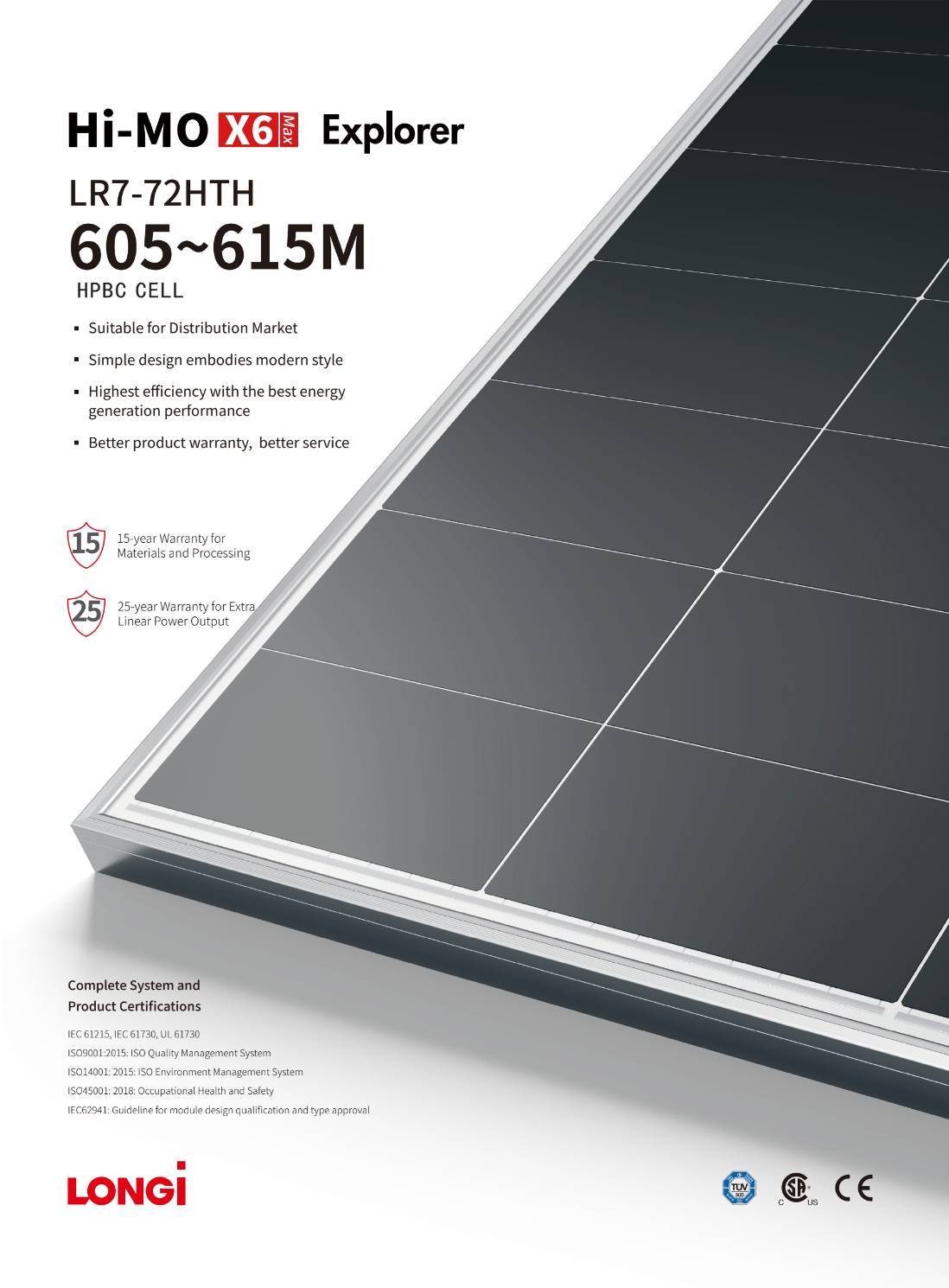 Solar Cell 615w LONGI HIMO-X6 Mono Half Cell 30MM.