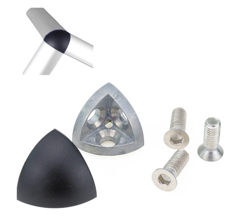 3 Ways Corner Bracket สำหรับ Alu Profile Series 30 + Plastic Cover + Screws M8x15 Taper Head