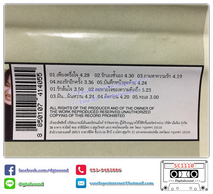 เทปคาสเซ็ท ปนัดดา เรืองวุฒิ อัลบั้ม ไดอารี่เล่มแดง เล่ม 2