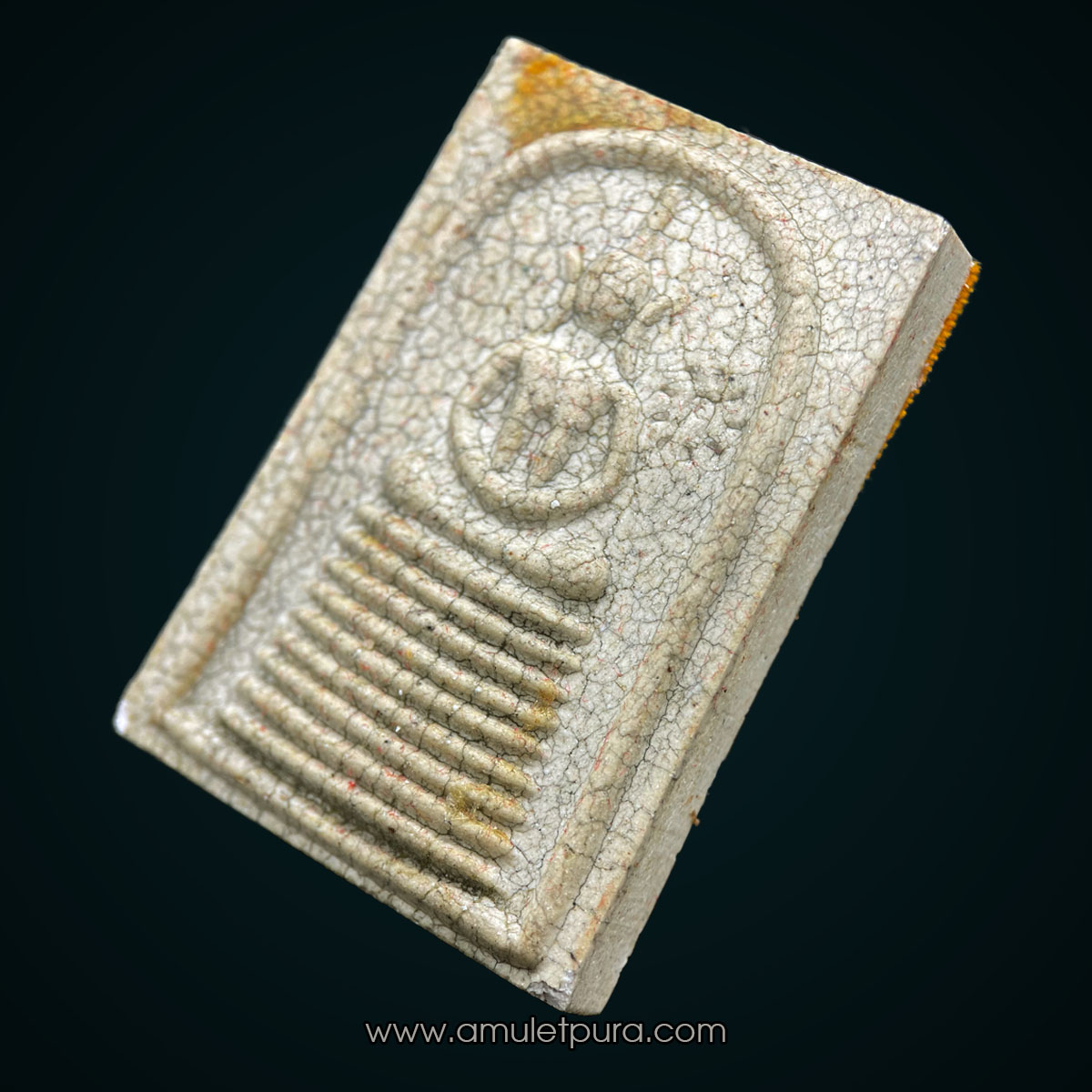 พระสมเด็จ 9 ชั้น (เนื้อแตกลายงา หลังติดจีวรหลวงปู่ศิลา) รุ่นหนุนดวง หลวงปู่ศิลา วัดโพธิ์ศรีสะอาด จ.กาฬสินธุ์ (ตอกพิเศษ ปั้มหมึกแดง หมายเลข 436)