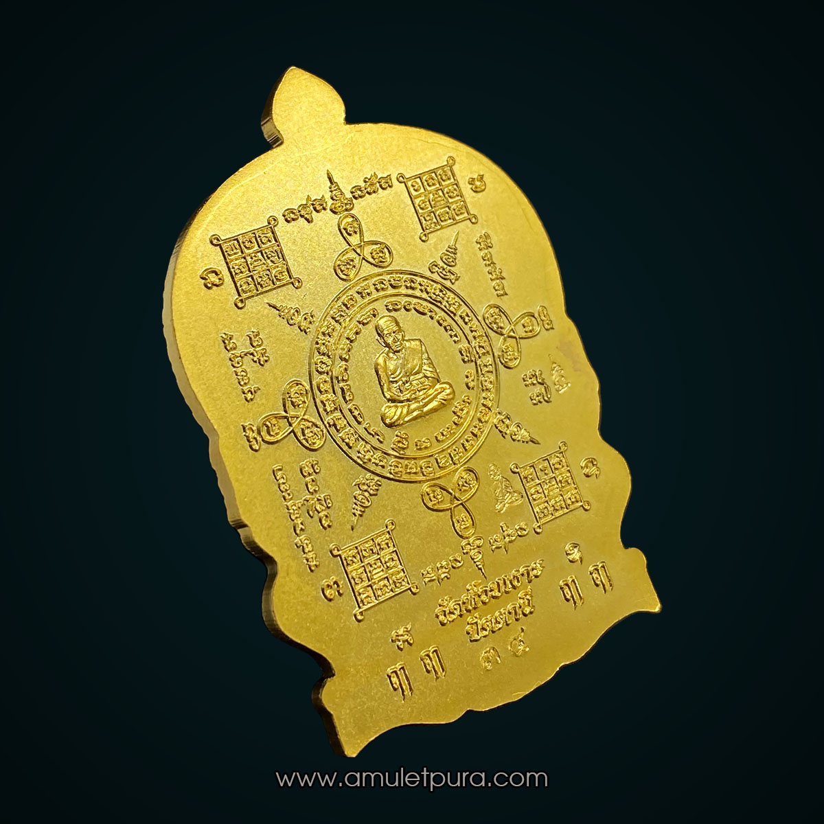 เหรียญปั๊มนั่งพานหลวงปู่ทวด (เนื้อกะหลั่ยทอง) รุ่นชนะมาร รุ่นแรก ปี58 พ่อท่านเขียว วัดห้วยเงาะ จ.ปัตตานี (มีโค้ด หมายเลข34)