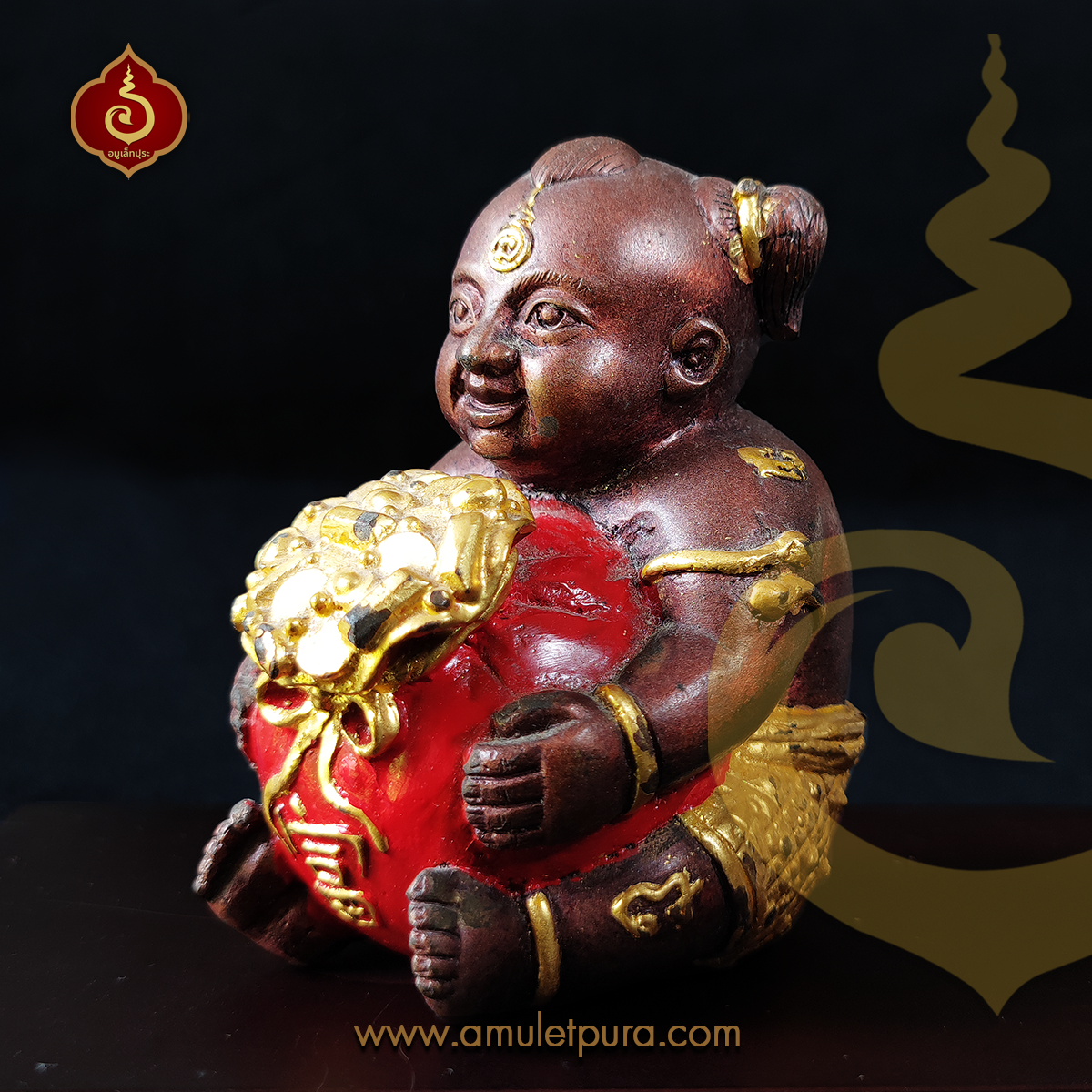 กุมารทองฟูเรียกทรัพย์รับโชค (เนื้อสัมฤทธิ์ปิดทอง บรรจุมวลสารอาถรรพ์ศักดิ์สิทธิ์ใต้ฐาน) ขนาดบูชา 2.5 นิ้ว ปี54 หลวงพ่อสมชาย วัดด่านเกวียน จ.นครราชสีมา (มีโค้ด หมายเลข 603)