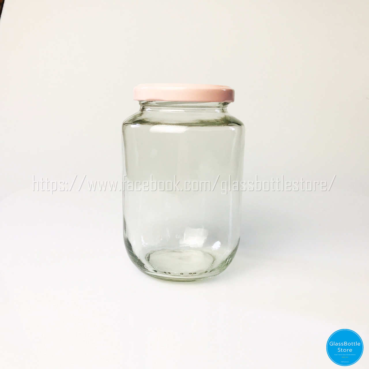 ขวดแก้ว แยม 480ml ฝาเกลียวล็อคสีชมพู