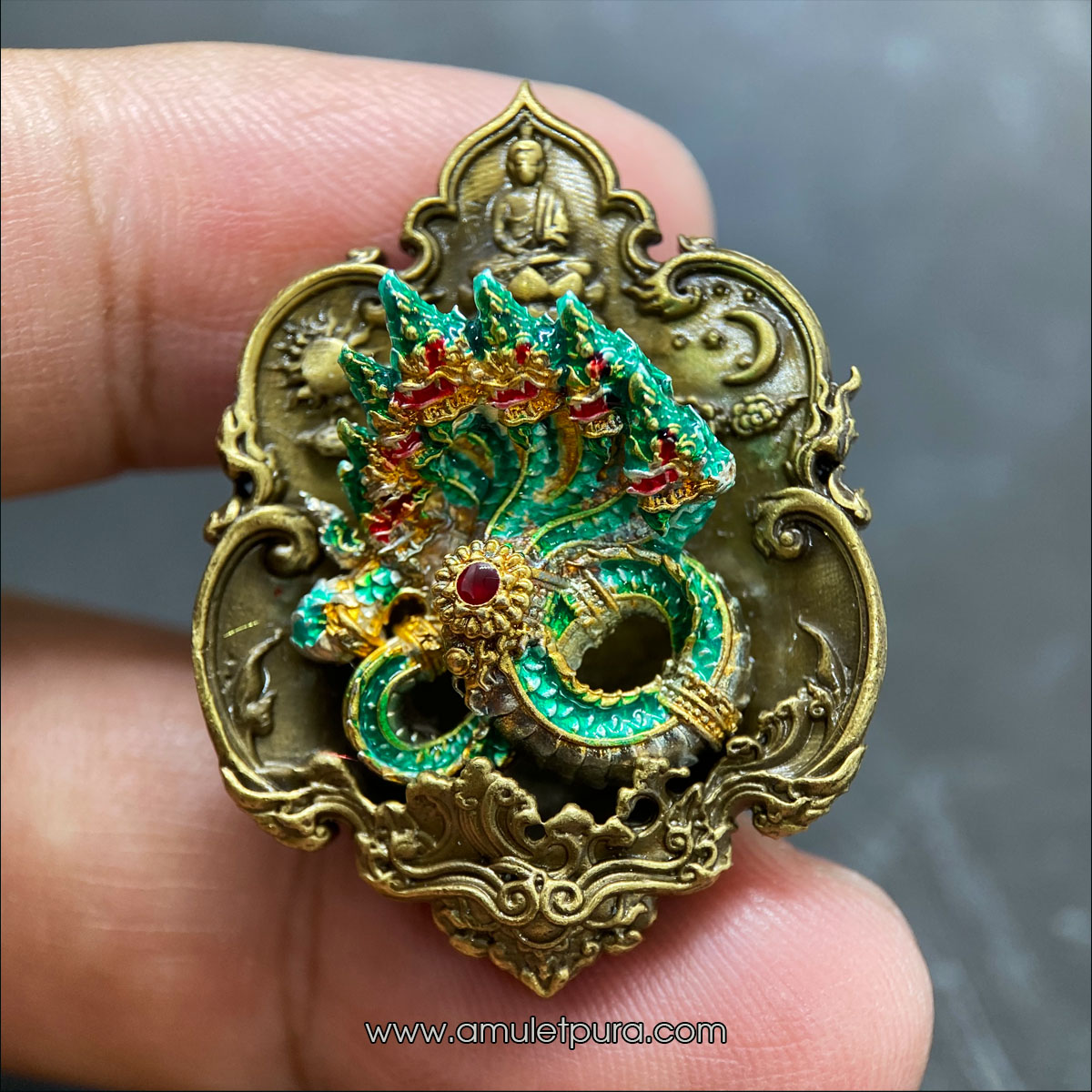 เหรียญหล่อหัวใจเศรษฐี พญาอนันตนาคราช (เนื้อสัมฤทธิ์ทองเนื้อเก้า นาคาลงยาราชาวดี) ปี63 หลวงปู่ถิน วัดคอนสาย จ.ยโสธร (มีโค้ด หมายเลข 130)