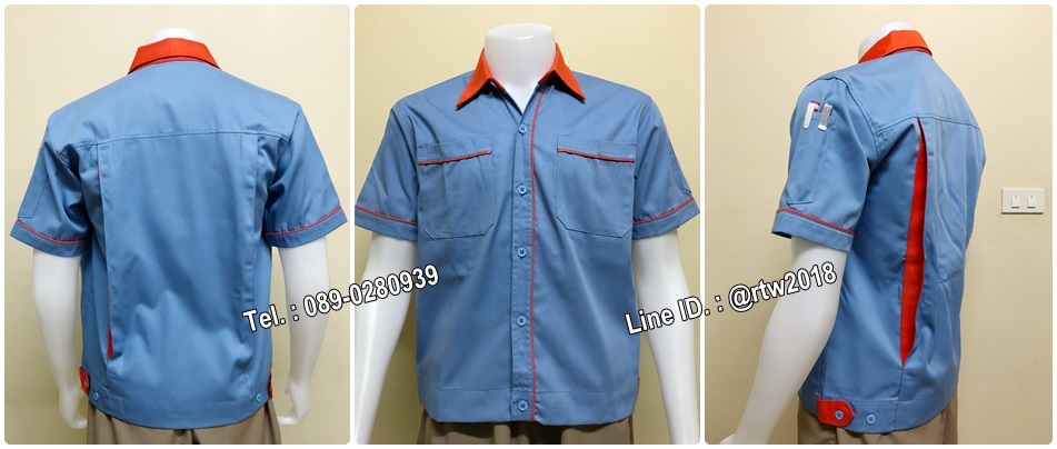 เสื้อช็อปแขนสั้นแบบฟ้ากุ้นส้ม (รหัส A32)