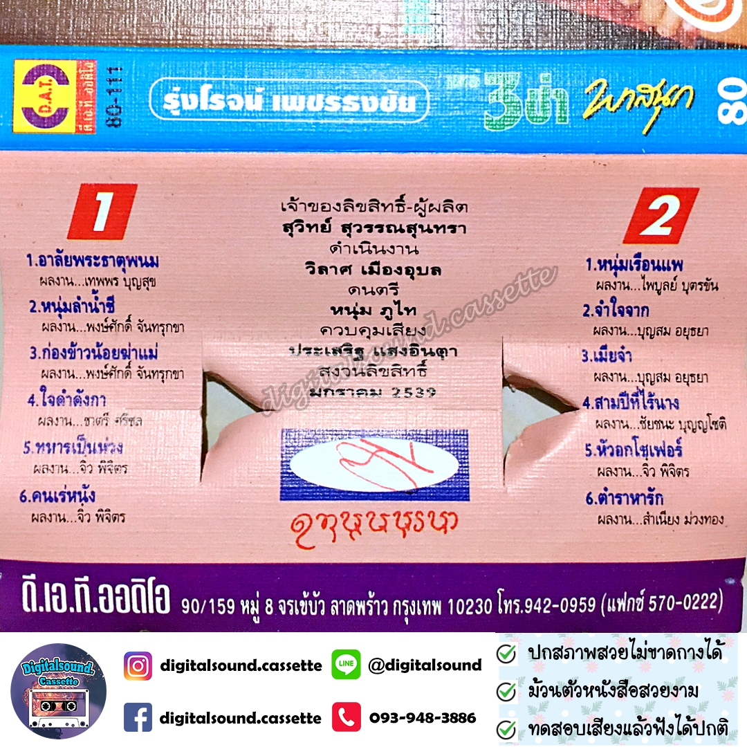 เทปคาสเซ็ท รุ่งโรจน์ เพชรธงชัย อัลบั้ม แหล่ 3 ช่า พาสนุก