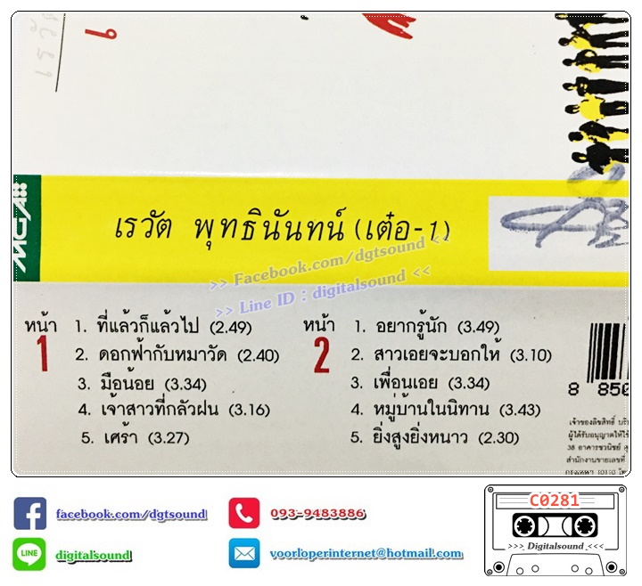 ม้วนเทป เทปคาสเซ็ท เต๋อ เรวัต พุทธินันทน์ อัลบั้ม เต๋อ 1