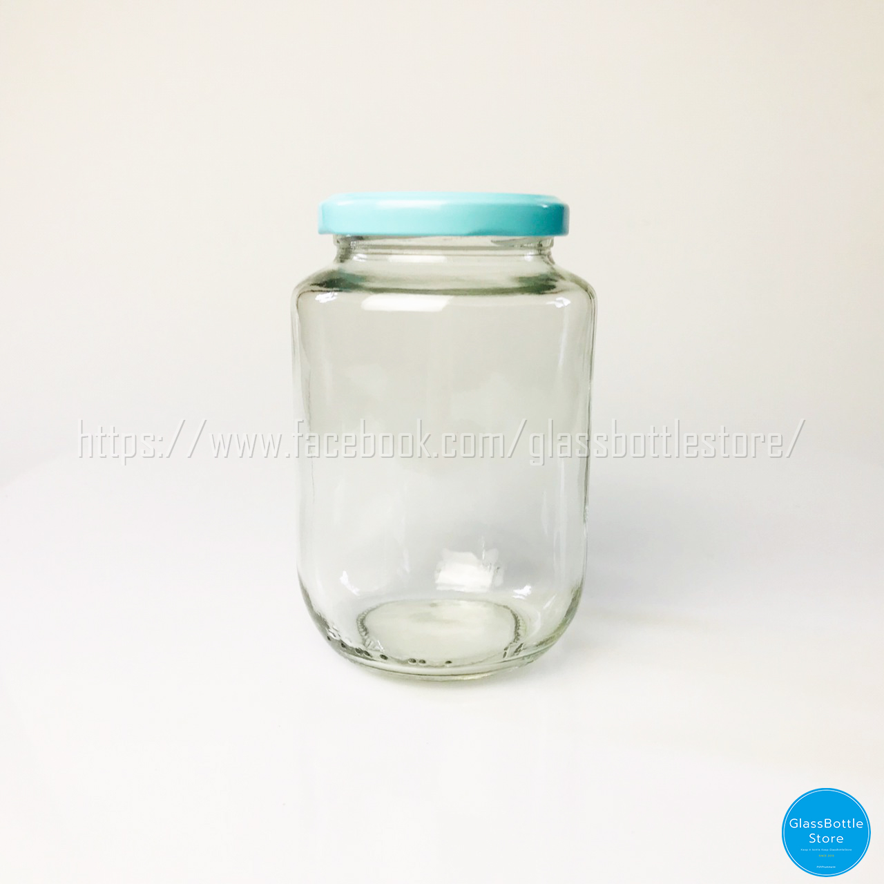 ขวดแก้ว แยม 480ml ฝาเกลียวล็อคสีฟ้า
