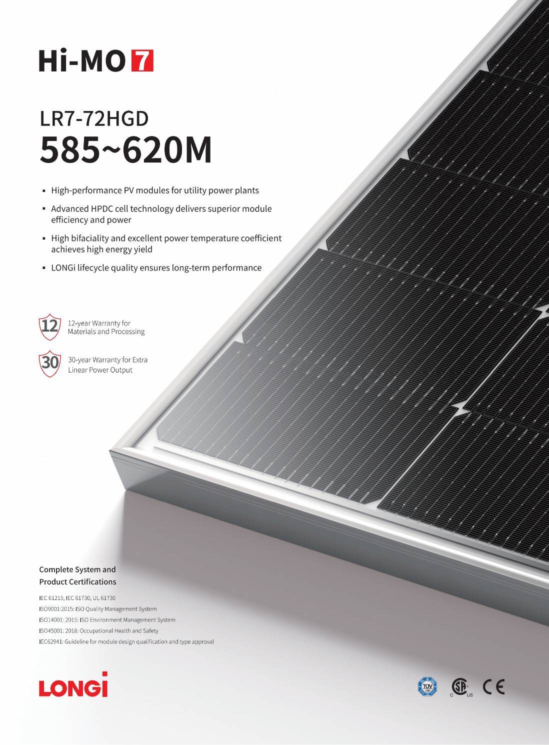 Solar Cell 615w LONGI HIMO-7 N-Type Bifacail แผง 2 ด้าน Mono Half Cell 30MM.