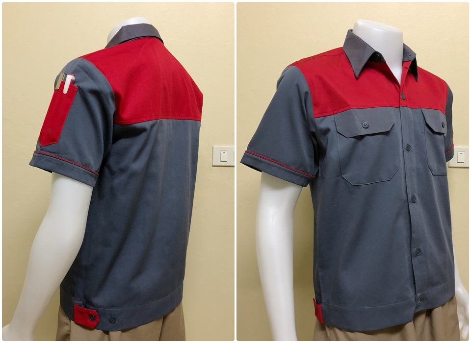 เสื้อช็อปแขนสั้นแบบเทาอกแดง (รหัส A25)