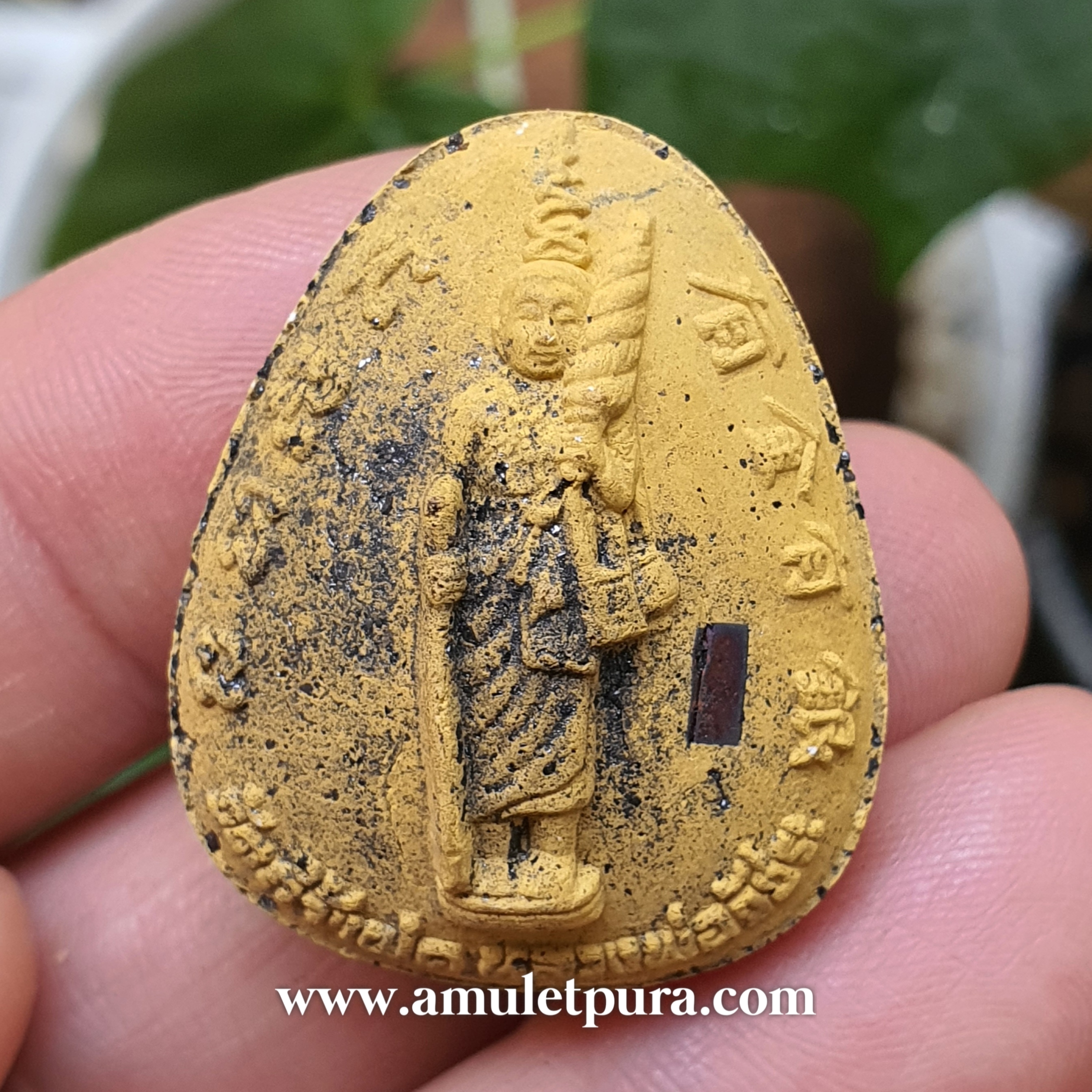 พระสังกัจจายน์หลังพระสิวลี หลวงพ่อวัชระ วัดถ้ำแฝด จ.กาญจนบุรี(โรยแร่เหล็กไหล ฝังตะกรุด)