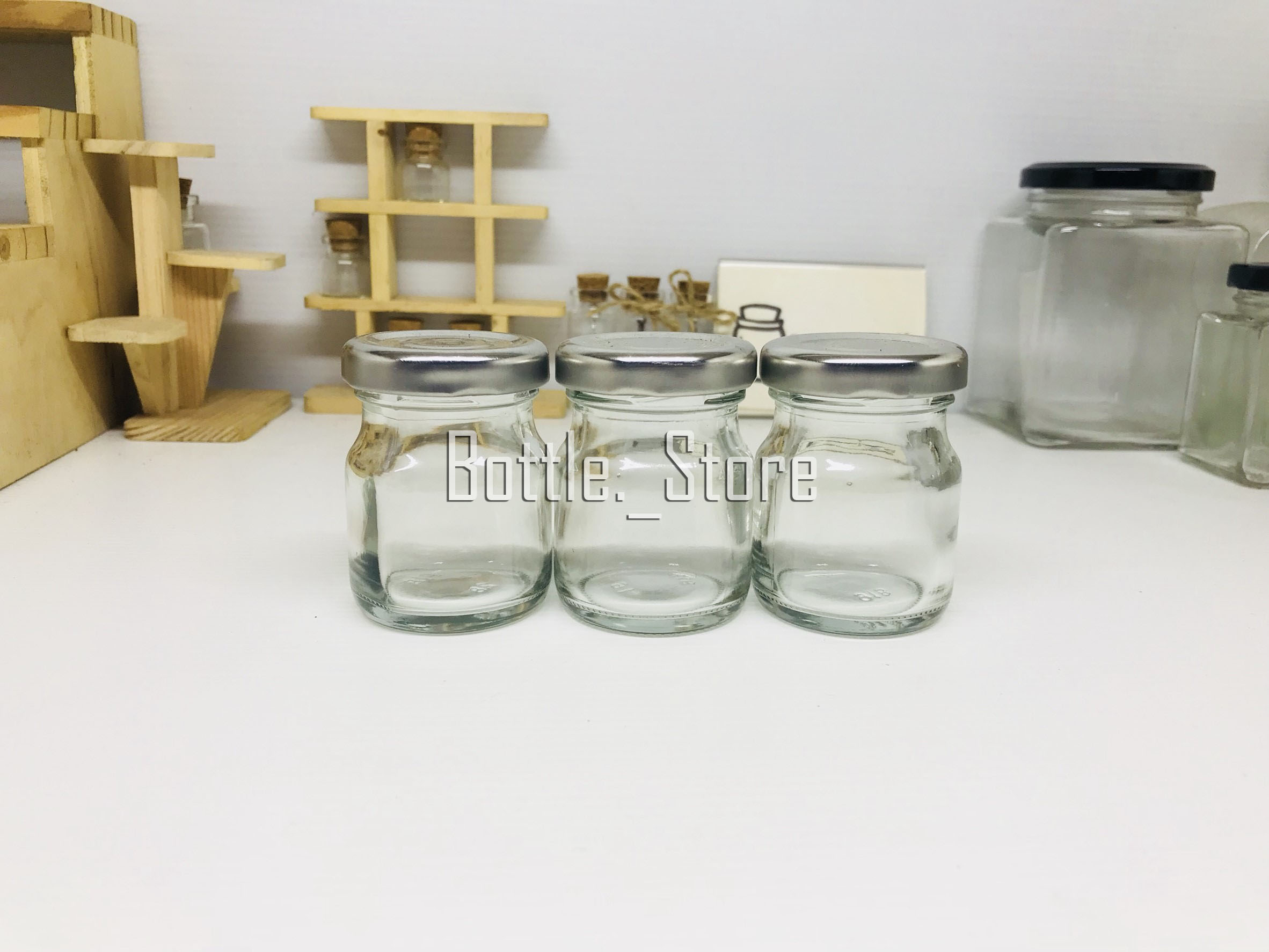ขวดแก้ว ซุปไก่ 45ml ฝาเกลียวล็อค สีเงิน