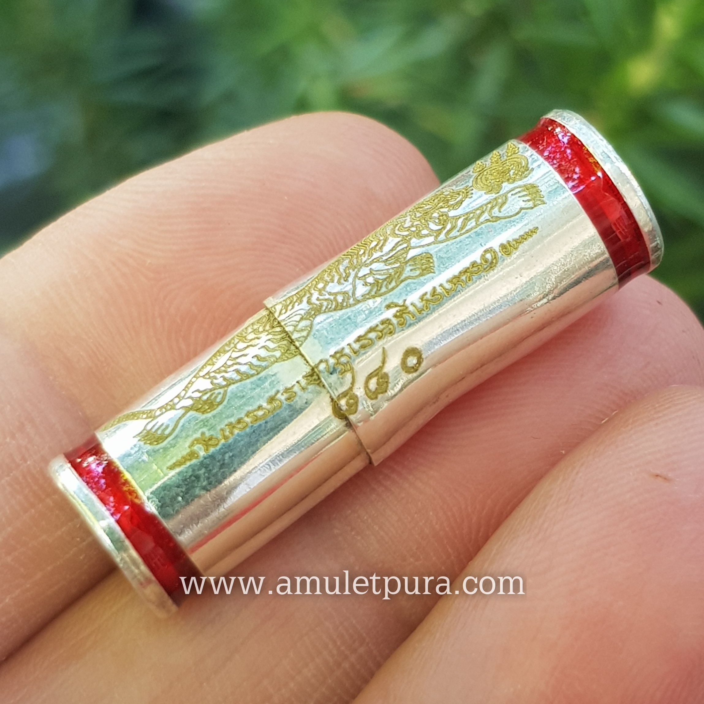 ตะกรุดปลอกลูกปืน(แยกชุดกรรมการ ชุบเงิน ขอบลงยาแดง)รุ่นพยัคฆ์ปราบไพรี รวย 100 ปี ปี64 หลวงพ่อพัฒน์ วัดห้วยด้วน จ.นครสวรรค์ (มีโค้ด หมายเลข 880)