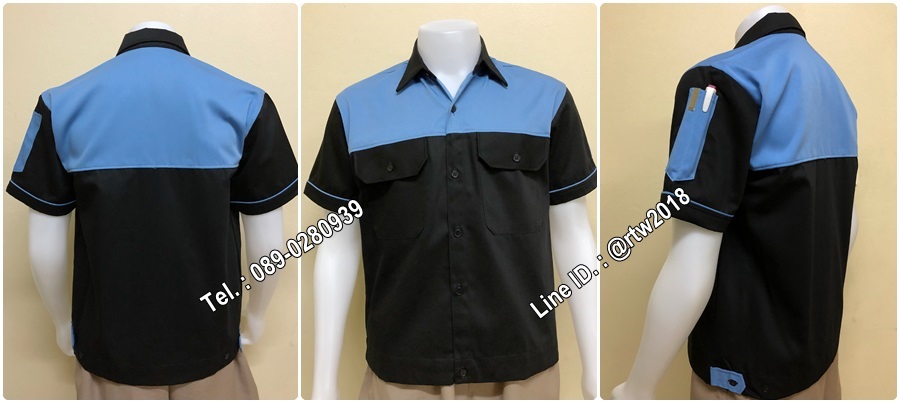 เสื้อช็อปแขนสั้นแบบดำอกฟ้า (รหัส A6)