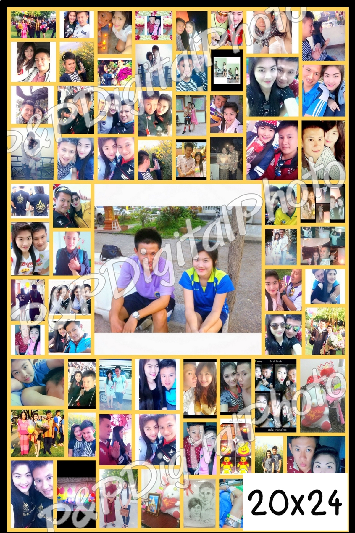 อัดรูปออนไลน์ ล้างรูปราคาถูก ขนาดอัดรูป 20x24 + รวมรูป + กรอบลอย