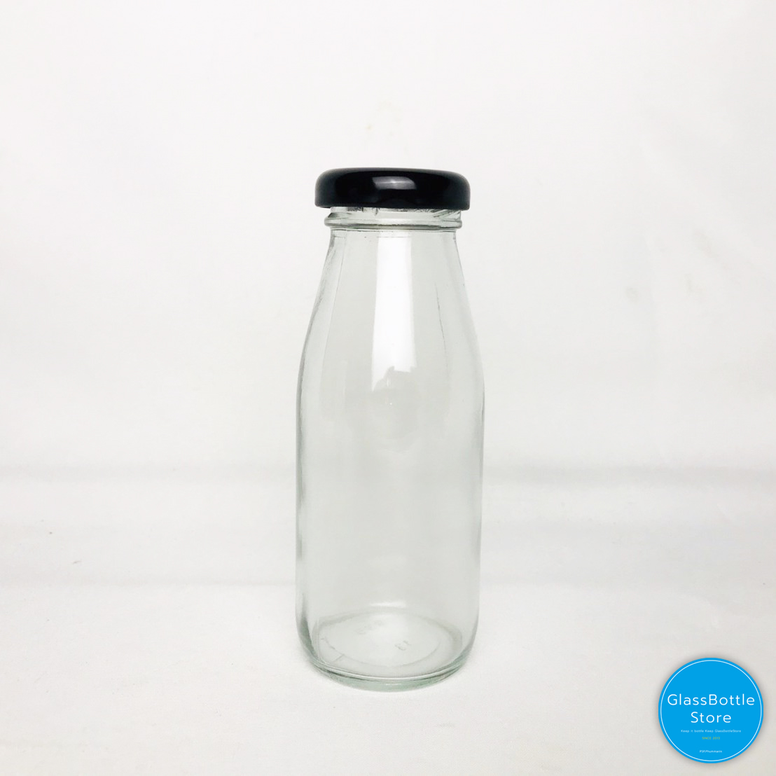 ขวดแก้ว น้ำผลไม้ 180ml ฝาเกลียวล็อคสีดำ