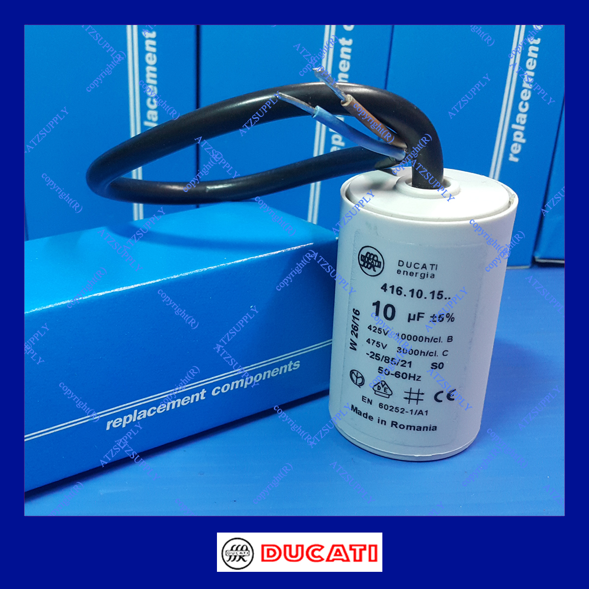 DUCATI 10 uf 475V แคป รัน กลม สาย 450 คุณภาพสูงจากยุโรป สำเนา สำเนา