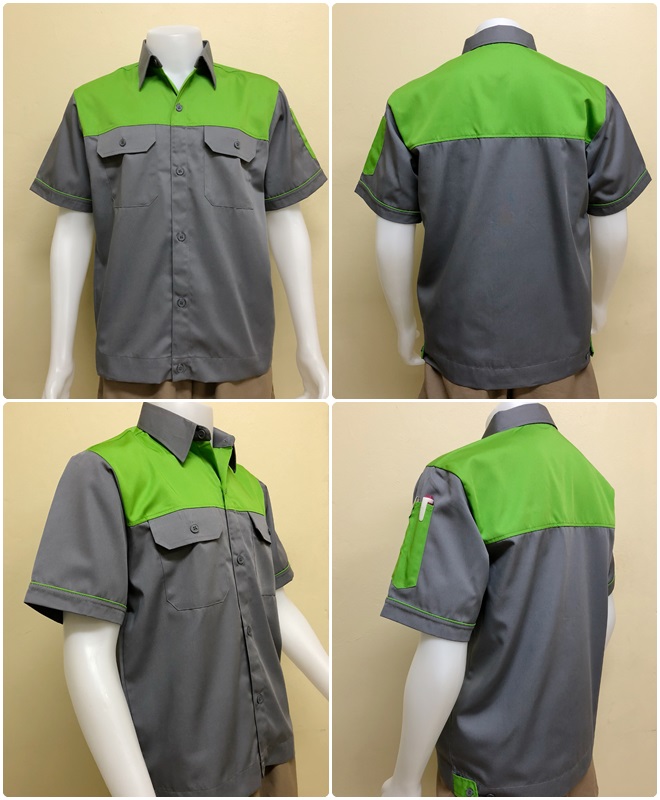 เสื้อช็อปแขนสั้นแบบเทาอกเขียว (รหัส A7)