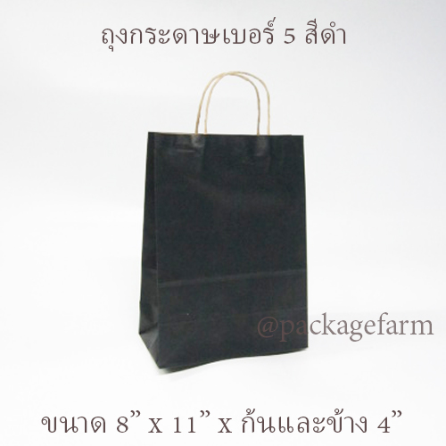 ถุงกระดาษคราฟท์หูเกลียว เบอร์ 5 สีต่างๆ ขนาด 8"1/4 x 11" x 4"1/4 ( 21 x 29 x 11 cm)
