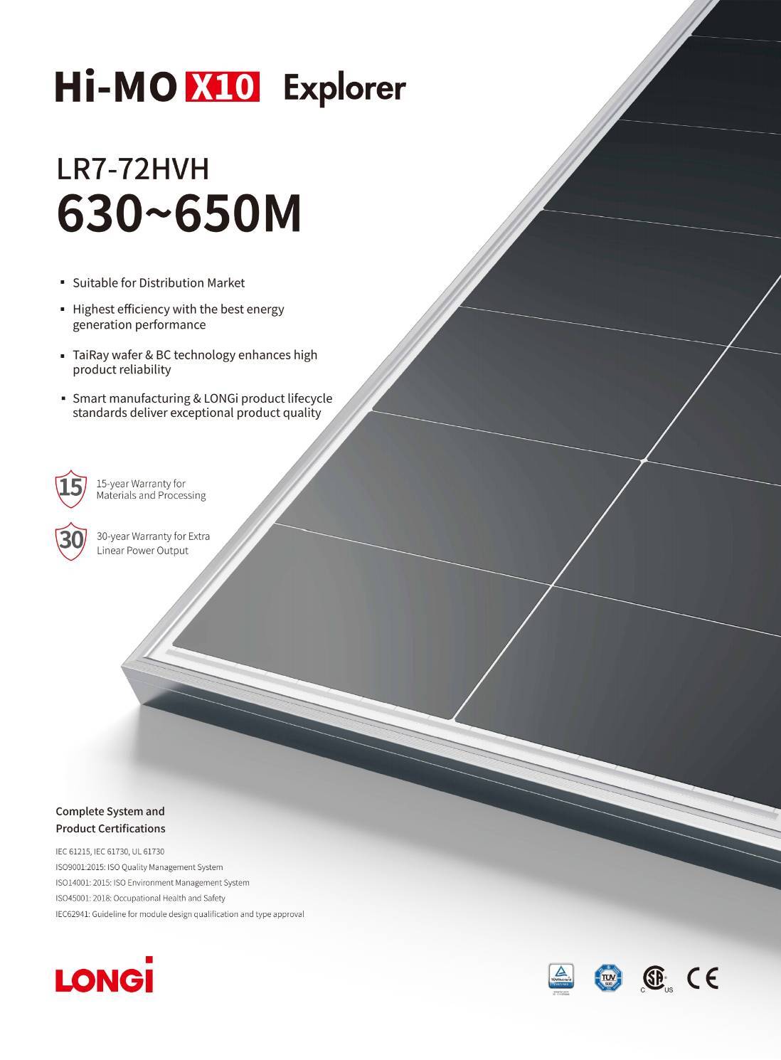Solar Cell 645w LONGI HIMO-X10 Mono Half Cell 30MM.