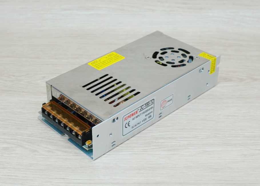 12V-15A-180W DC Switching Power Supply (JCPOWER) + Fan Automatic