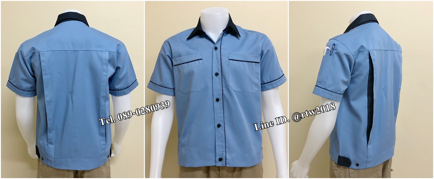 เสื้อช็อปแขนสั้นแบบกรมกุ้นแดง (รหัส A89)