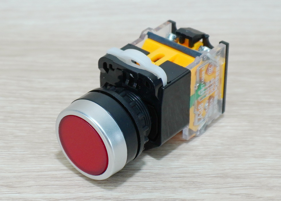 LA38 22mm Flat Head Pushbutton Switch 1NO/1NC Reset (Red กดติด-ปล่อยดับ) LA38-11BN