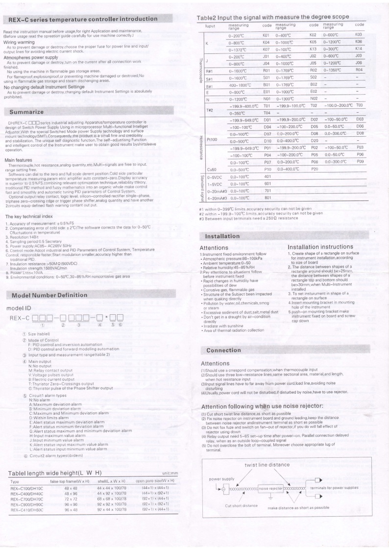 เครื่องควบคุมอุณหภูมิระบบ PID รุ่น REX-C100FK02-M*AN (240V/50HZ) + Thermocouple 0 to 400 °c
