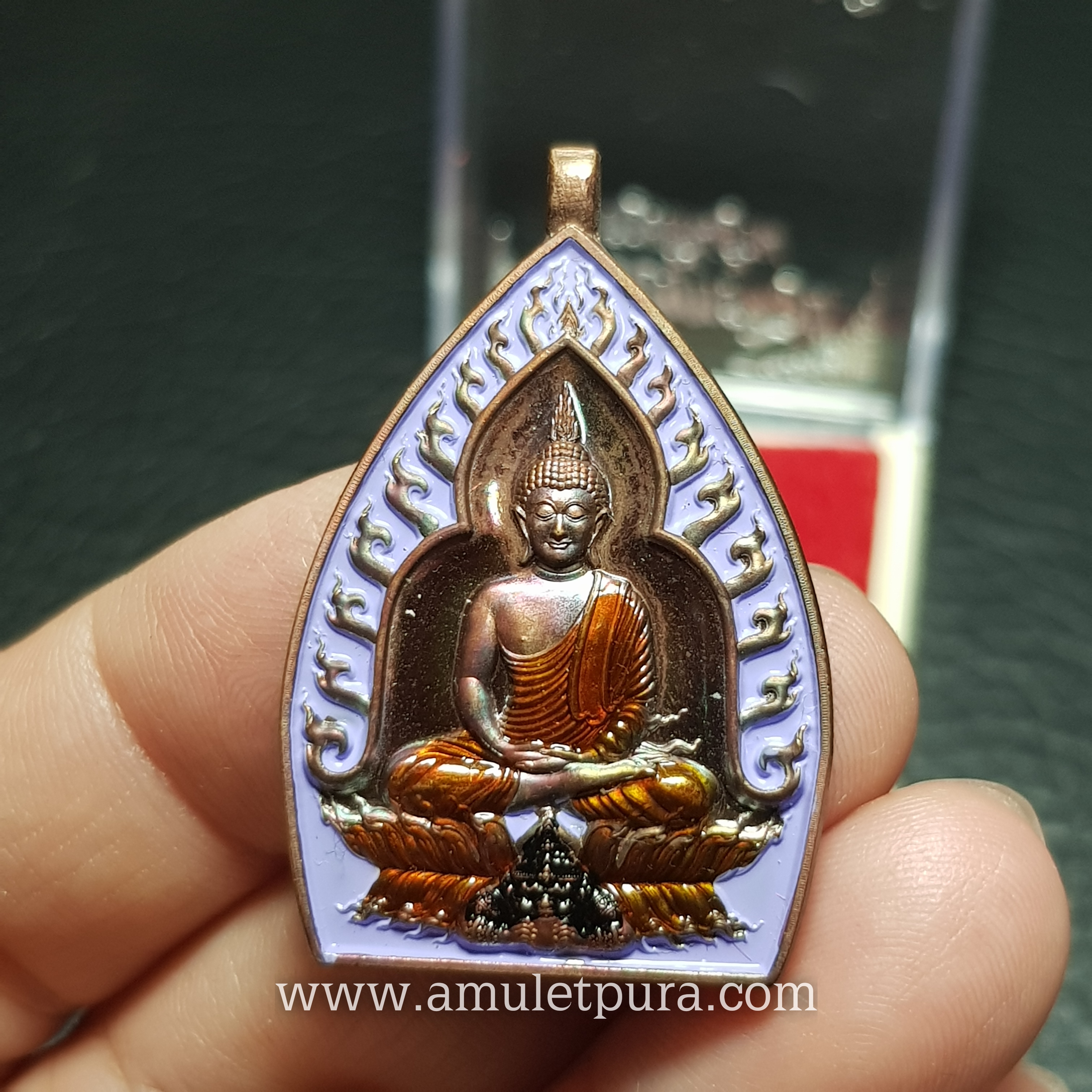 เจ้าสัวพุทธศิลป์(ทองแดงรุ้งลงยาสีม่วง)รุ่นรวยพันล้าน อายุวัฒนะมงคล 75 ปี ปี64 พระอาจารย์สัญญา(คง)วัดกลางบางแก้ว จ.นครปฐม(มีโค้ด หมายเลข126)